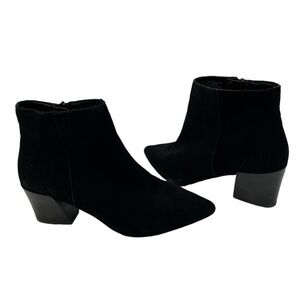 Kensie Black Suede Lyden Pointed Toe Block Heel Ankle Boots Size 7 Women’s
